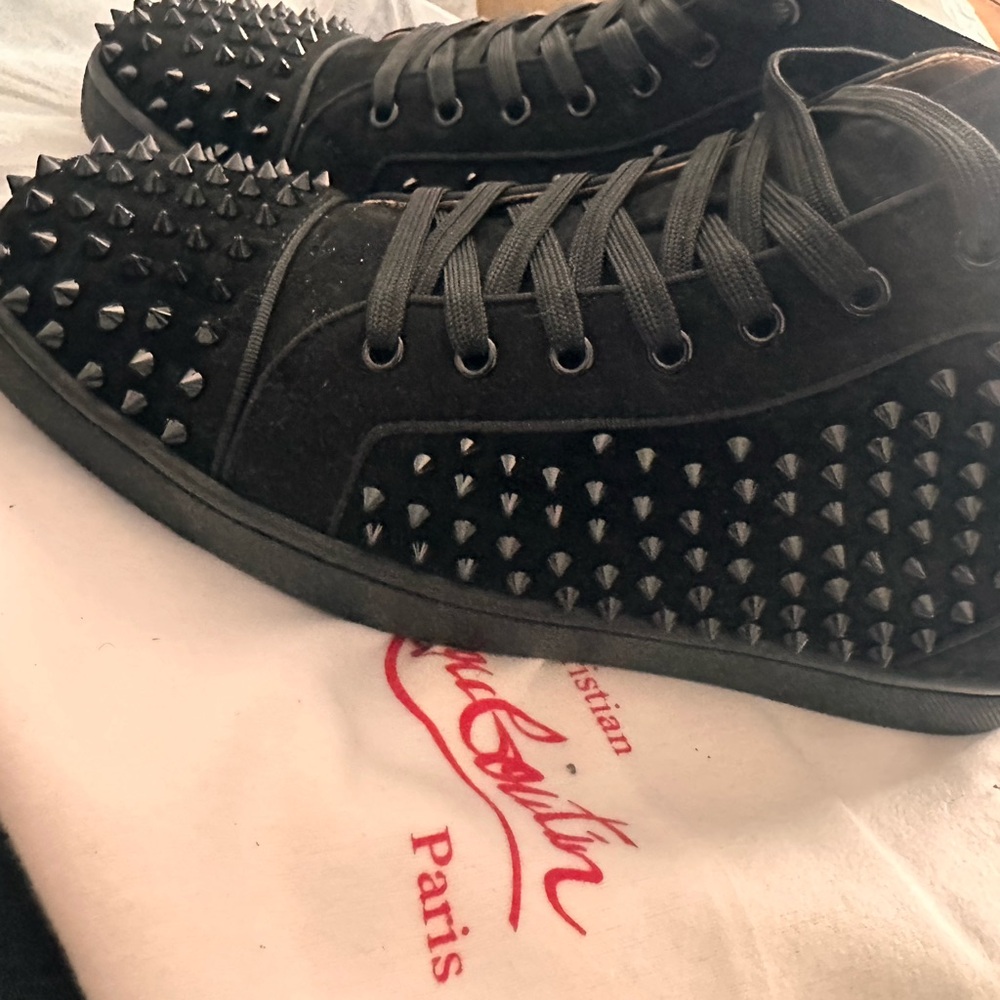 Christian Louboutin Black Suede Spiked high-top Sneakers